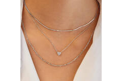  Starlit Drops - Link necklaces - Silver / Rhodium plated - Zirconia - 48cm